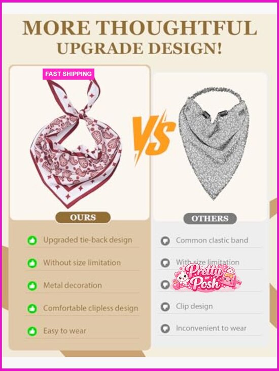 Polyester Triangle Head Scarf 3-Pack with Metal Studs Tie Back main image 5